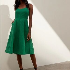 Banana Republic Linen Cotton Midi Dress – Green – Size 8 - worn once